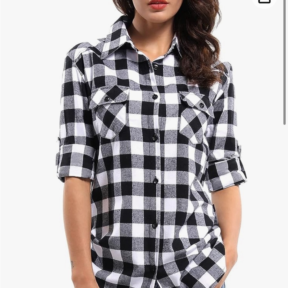 Black and White Checkered Women's Top